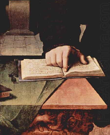 Hand im aufgeschlagenem Buch, Angelo Bronzino